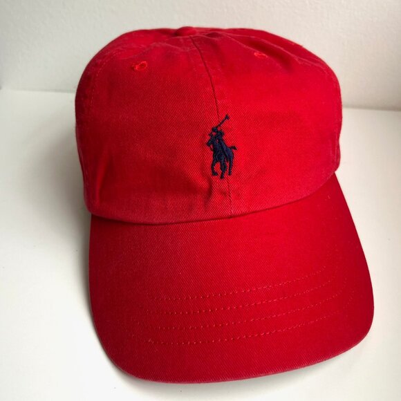 Polo Ralph Lauren Other - Vintage Polo Ralph Lauren Cotton Chino Ball Cap in Red/Blue with Leather Strap